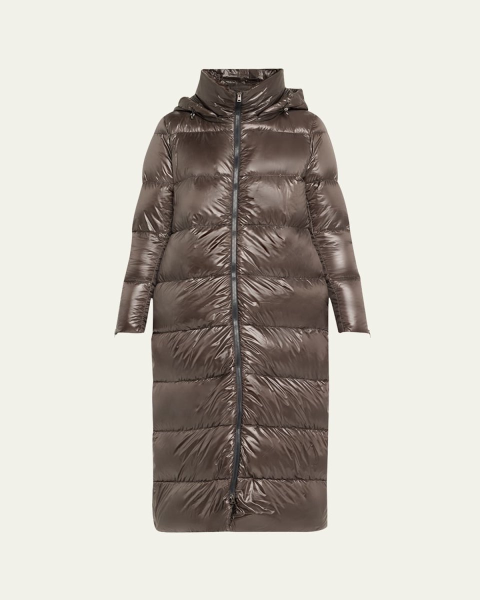 Shiny Long Down Hooded Coat
